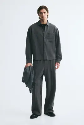 Chemise Relaxed Fit en jersey - Gris foncé — photo 1