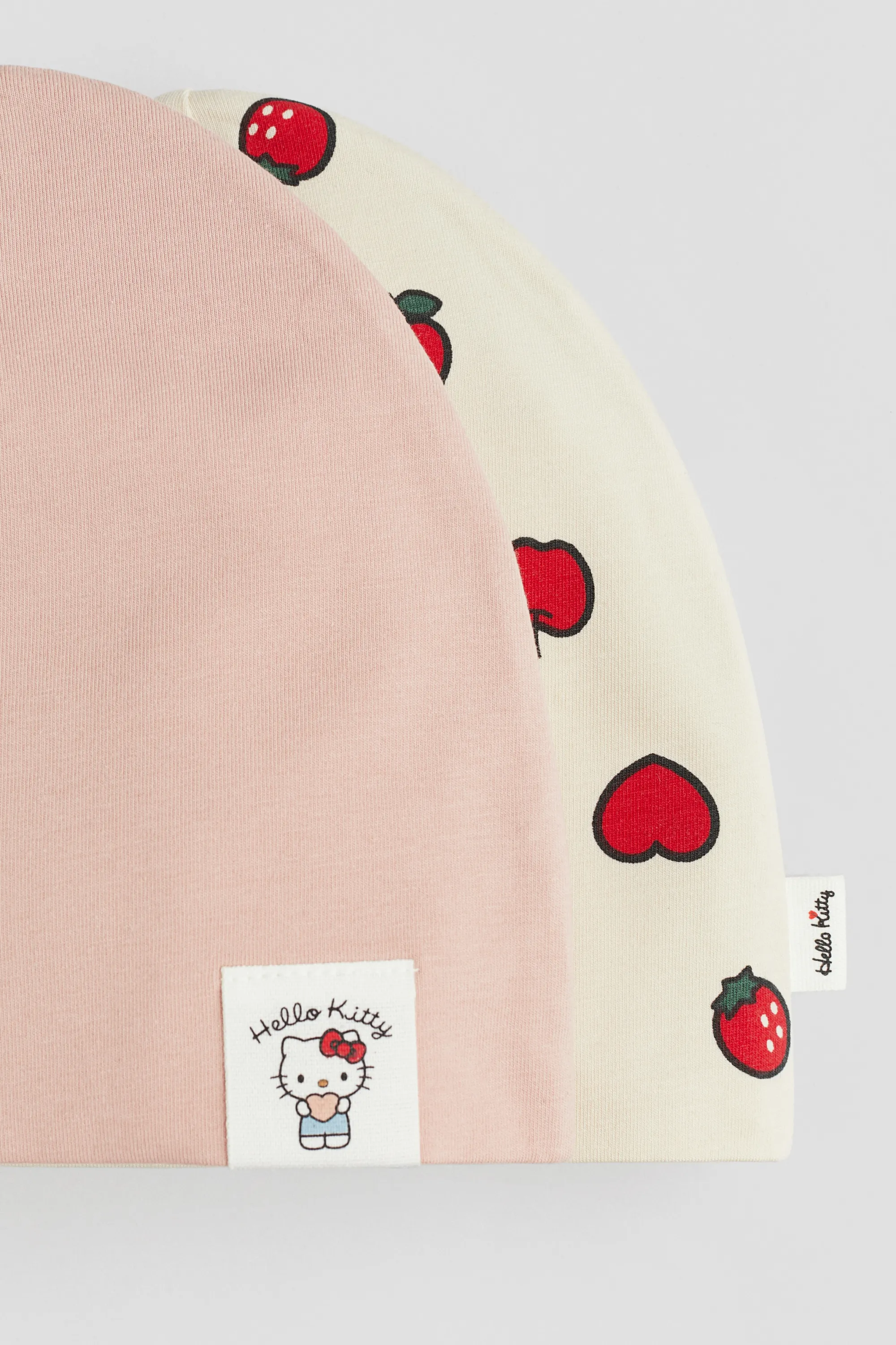 Lot de 2 bonnets en coton - Rose clair/Hello Kitty