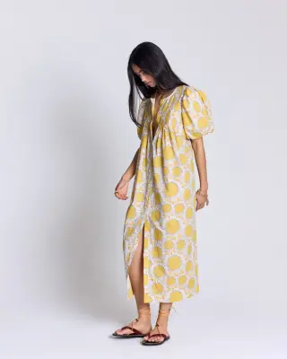 Robe Lavanda imprimé Liberty tournesols jaune — photo 1