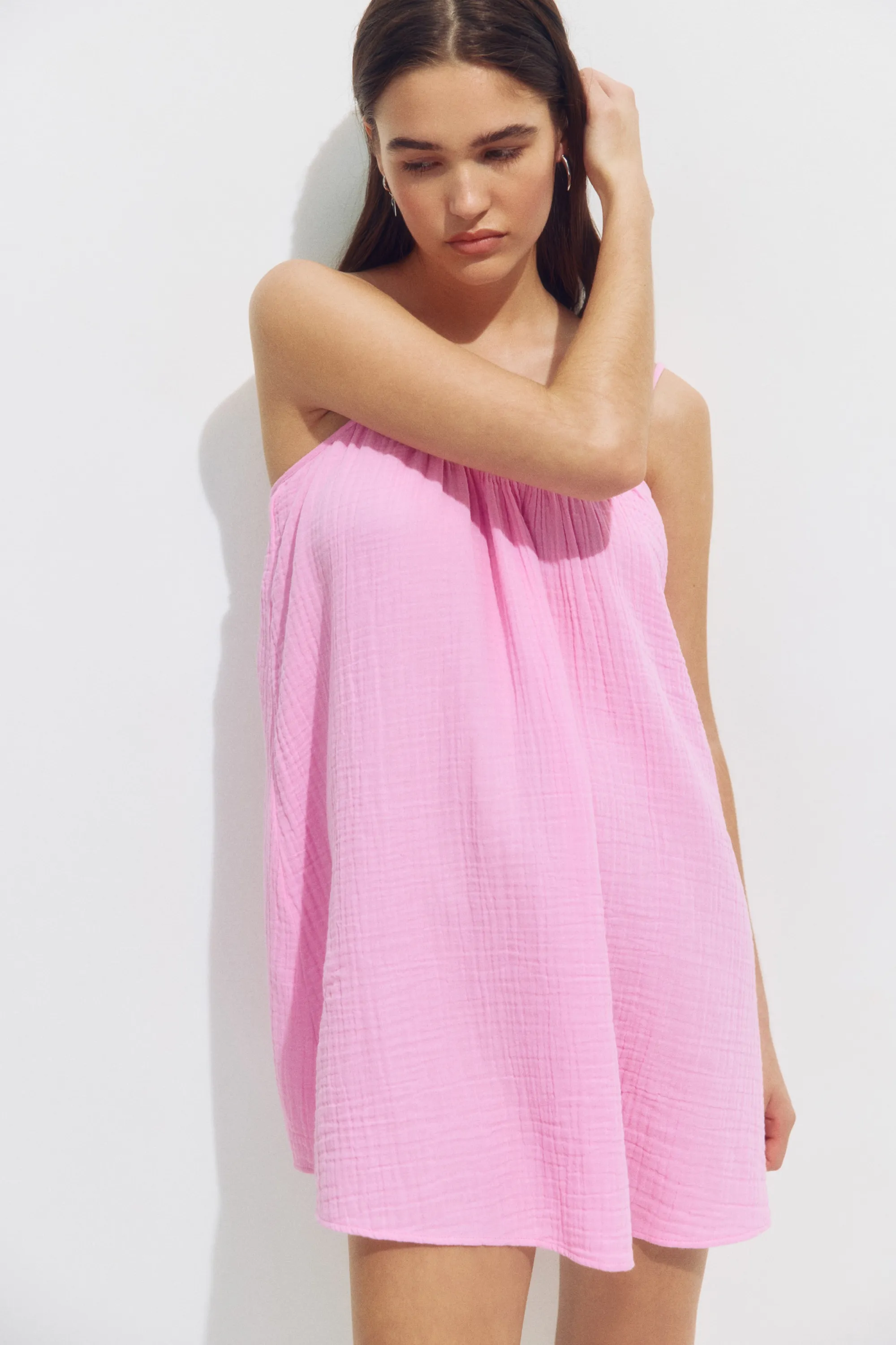 Robe de plage en mousseline - Rose