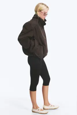 Veste de survêtement oversize à col cheminée - Marron foncé — photo 4