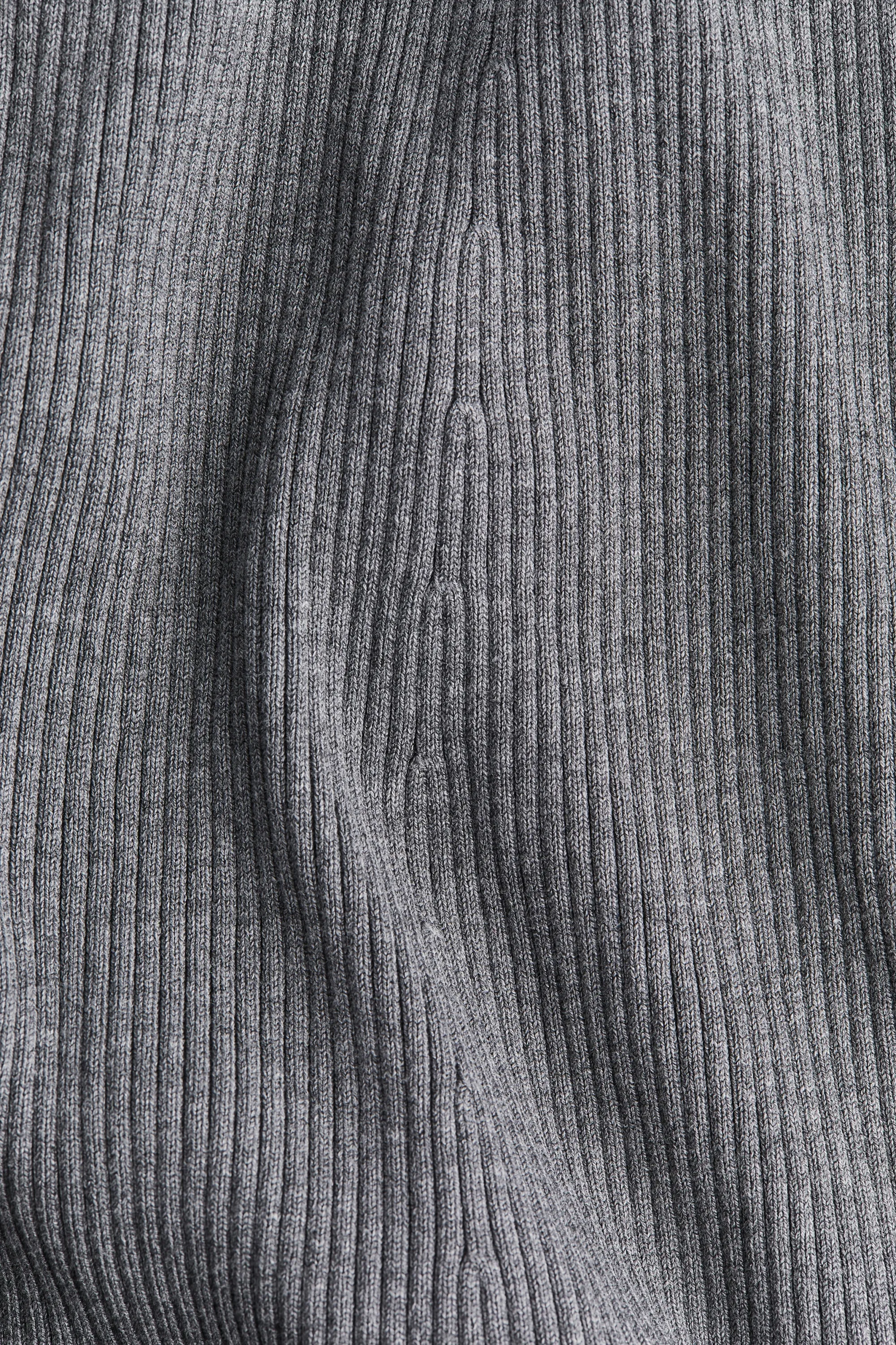 Robe épaules nues en maille côtelée - Gris chiné