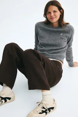 Pull en maille torsadée - Gris chiné/D — photo 2
