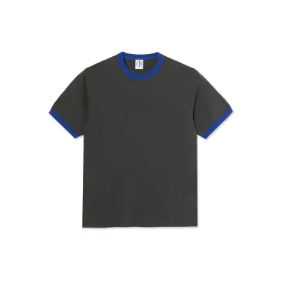 tee shirt Polar ringer – dirty black / egyptian blue — photo 1