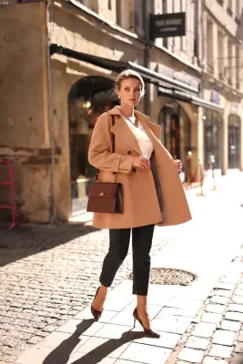 Francine Short Trench Coat - Beige — photo 4
