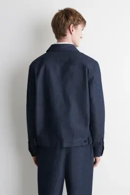 SURCHEMISE EN DENIM À COL CHÂLE - BLEU ENCRE — photo 4