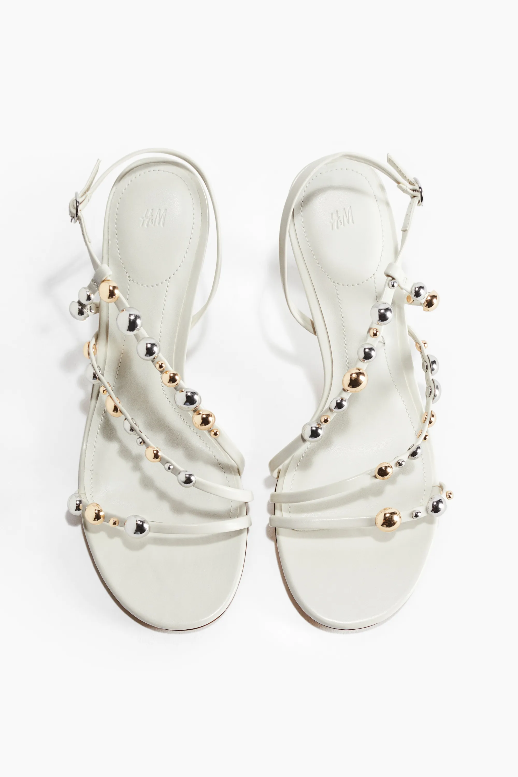 Sandales à talon avec brides fines - Crème
