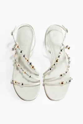 Sandales à talon avec brides fines - Crème — photo 1