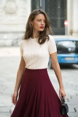 Hope Midi Skirt - Bordeaux — photo 2