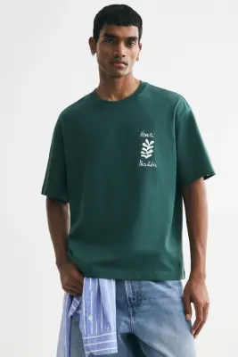 T-shirt Loose Fit - Vert foncé/Henri Matisse — photo 1