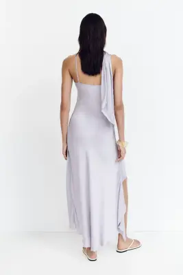 Robe à écharpe en satin - Lilas — photo 3