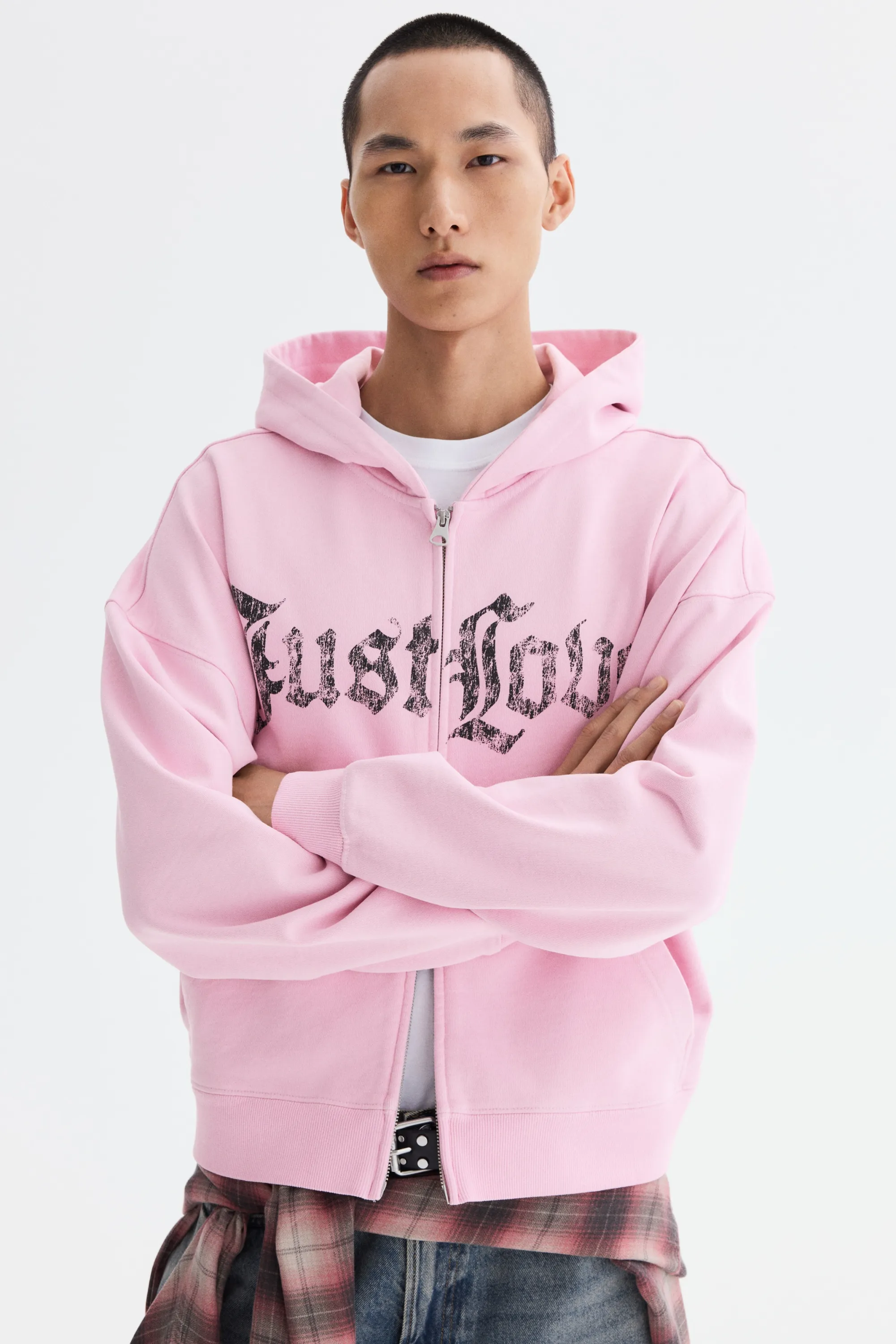 Veste à capuche zippée Oversized Fit - Rose/Just Love