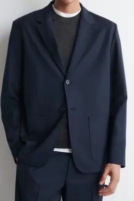 BLAZER PLIABLE ET RÉSISTANT AUX PLIS - BLEU MARINE — photo 1