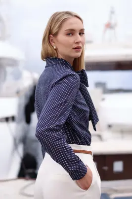 Kira Cotton Blouse - Navy with dots — photo 5