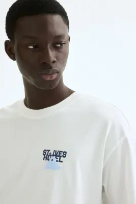 T-shirt imprimé Relaxed Fit - Blanc/St. Ives Hôtel — photo 1