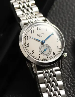 KUOE OLD SMITH 90-007 AUTOMATIQUE SILVER CREAM BLUE SILVER STAINLESS STEEL BRACELET — photo 3