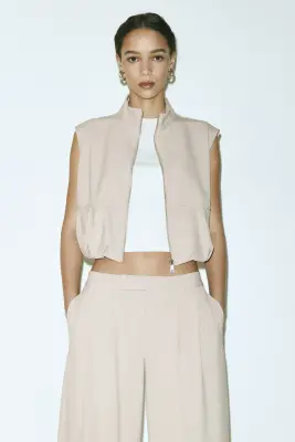Pantalon chic à jambes larges - Beige clair — photo 1