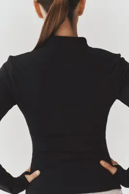 Top de sport chaud à col zippé SoftMove™ - Noir — photo 4