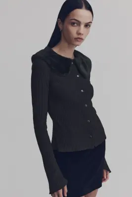 Gilet avec col - Noir — photo 1