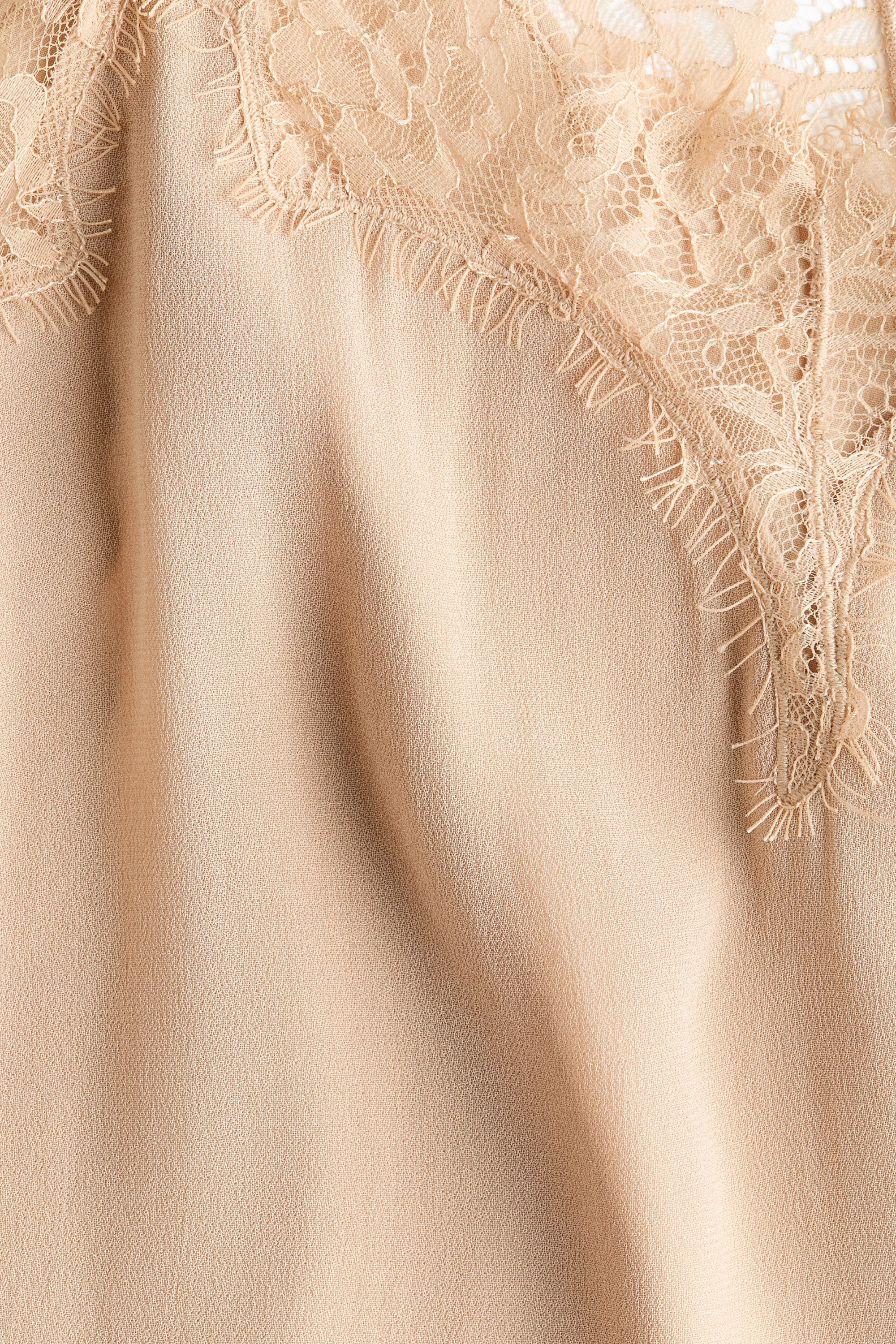 Top en viscose avec dentelle - Rose ancien clair