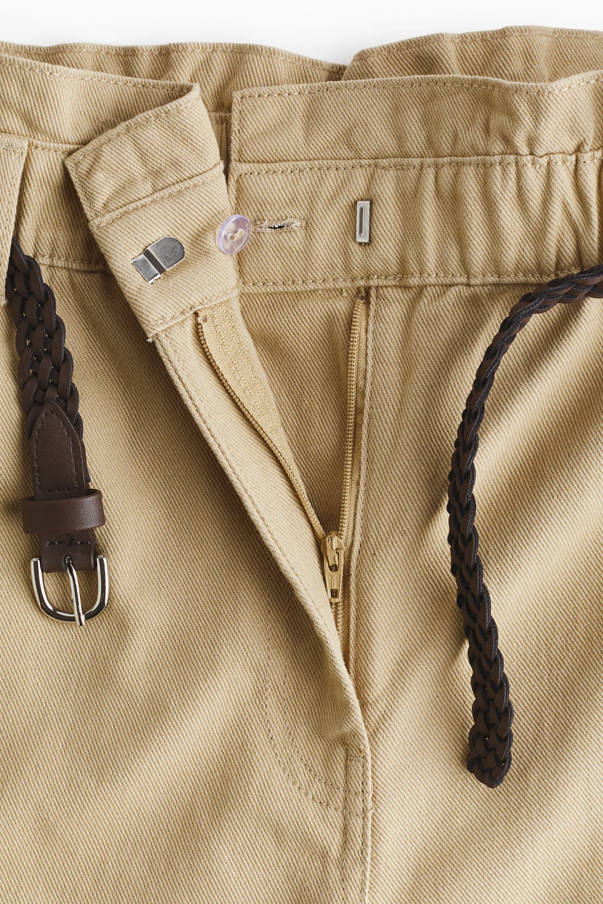 Short en twill avec ceinture - Beige