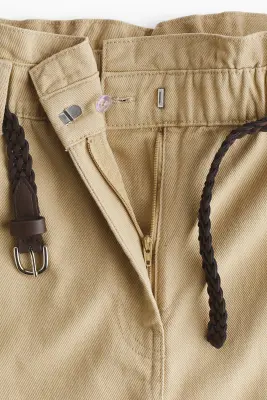 Short en twill avec ceinture - Beige — photo 1