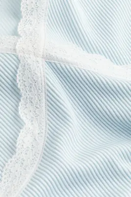 Robe côtelée avec dentelle - Bleu clair — photo 1
