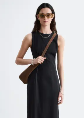 Robe midi ajustée en jersey de coton - Noir — photo 2