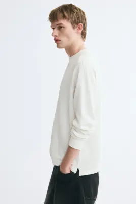 T-shirt gaufré Regular Fit - Blanc — photo 4