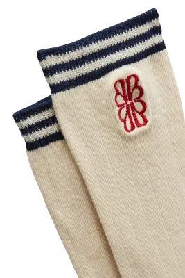 Chaussettes Renée écru, marine et rouge Balzac Paris x Pyrenex — photo 3