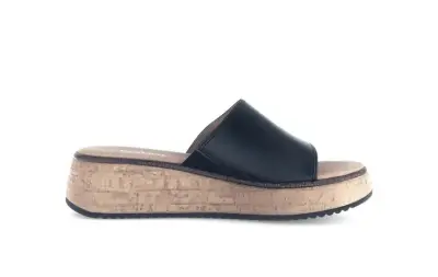 Claquettes Gabor 62.820.57 Noires - Cuir Semelle Liège Grande Pointure Femme — photo 3