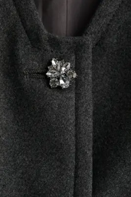 Robe avec boutons à strass - Gris foncé chiné — photo 3
