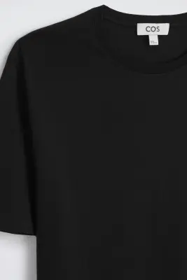 T-SHIRT À COL ROND EN COTON - NOIR — photo 3