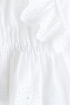 Blouse en coton avec broderie anglaise - Blanc — photo 4