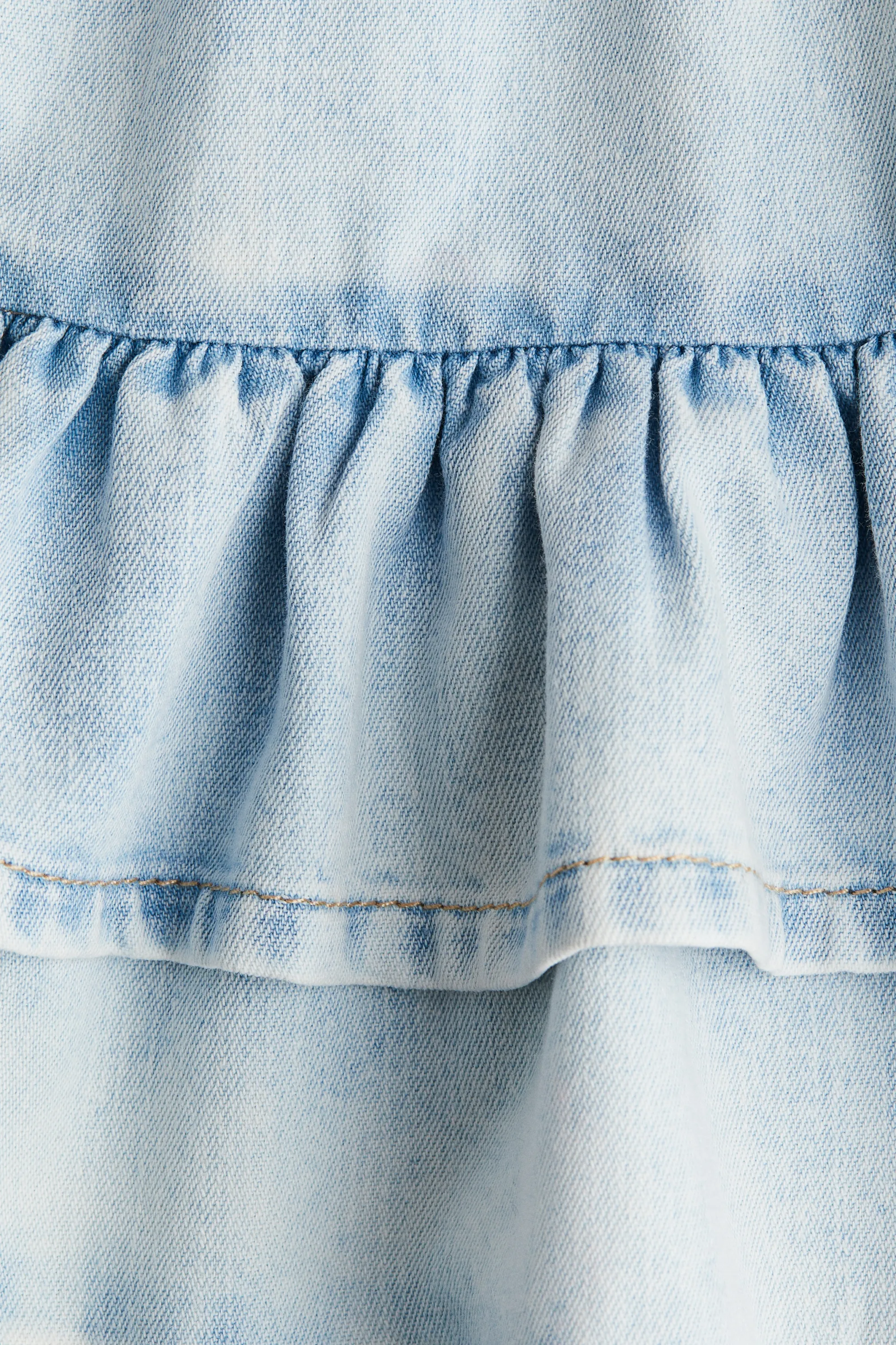 Jupe à étages en denim - Bleu denim clair