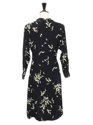 Robe en crèpe noir imprimé muguet vert et blanc Prix Boutique 2000€ Taille XS/S — photo 4