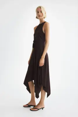 Robe en viscose avec base en pointes - Marron foncé — photo 3