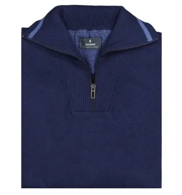 RAGMAN PULL COL ZIP COTON CASHMERE Marine — photo 2