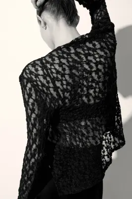 Gilet façon dentelle - Noir — photo 3