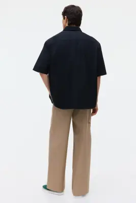 Chemise Oxford Relaxed Fit avec manches courtes - Noir — photo 4