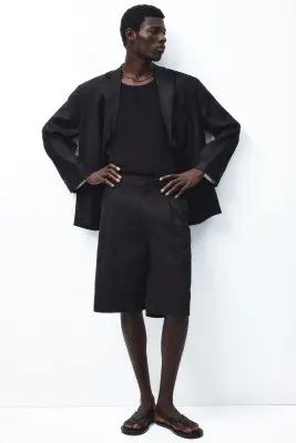 Débardeur côtelé Slim Fit - Noir — photo 1