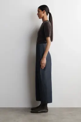 PANTALON BARREL COURT EN DENIM BRUT - BLEU ENCRE — photo 1