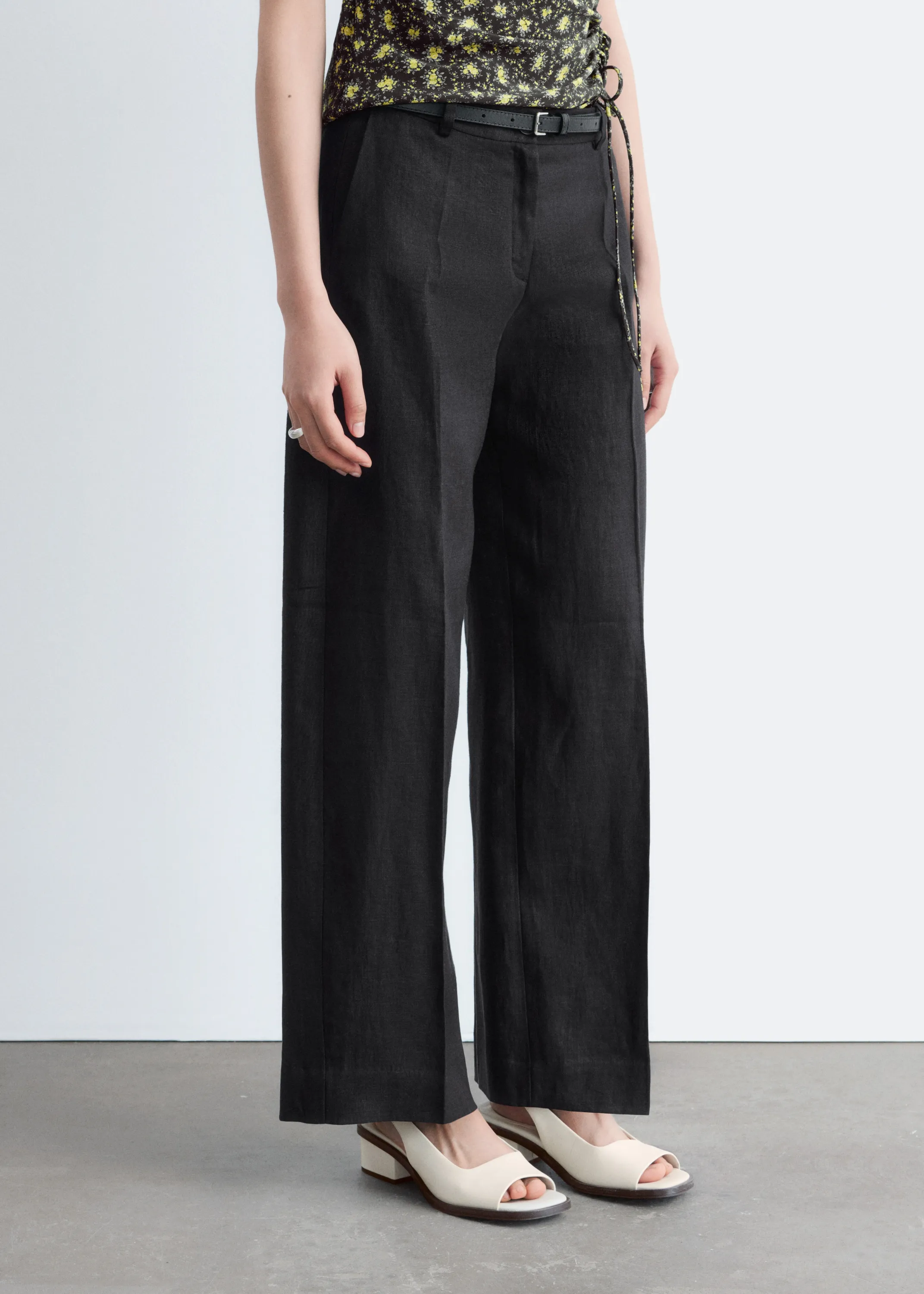 Pantalon habillé en lin - Noir