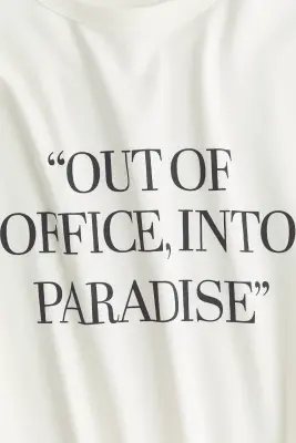 T-shirt imprimé en viscose mélangée - Blanc/Out of office — photo 4