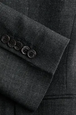 Blazer en laine à fermeture croisée - Gris foncé chiné — photo 4