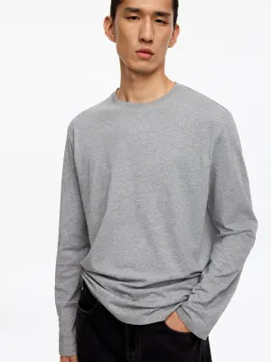 T-shirt à manches longues classique - Gris chiné — photo 3