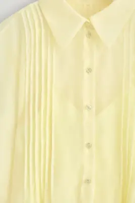 CHEMISE DIAPHANE À PLIS PINCÉS - JAUNE — photo 4