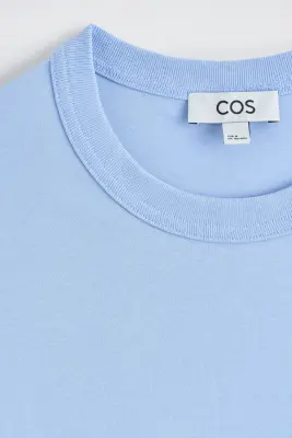 T-SHIRT À COL ROND EN COTON INTERLOCK - BLEU CIEL — photo 4