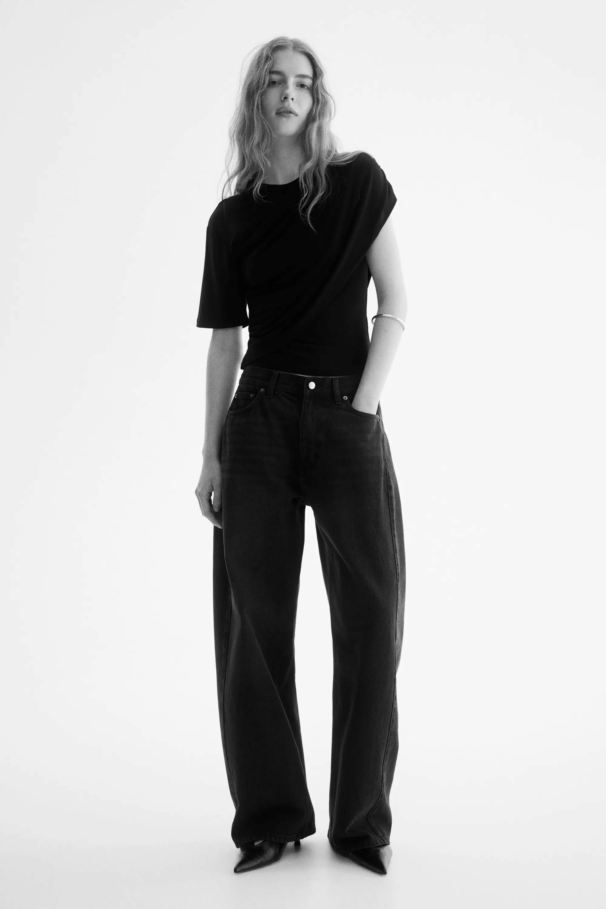 Top à effet drapé - Noir