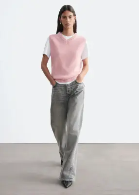Débardeur en maille de laine et de coton - Rose — photo 2